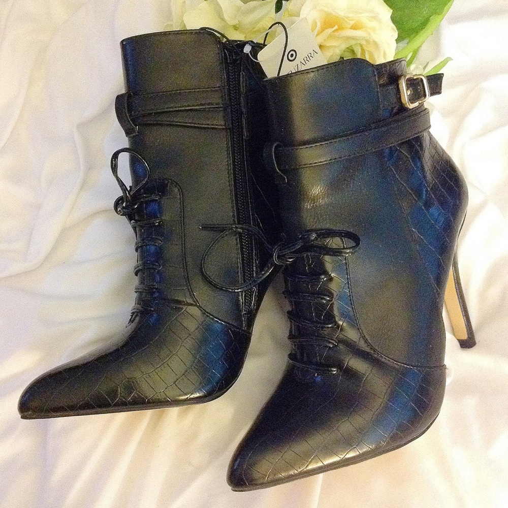 Altuzarra for Target, black booties. Vegan leather